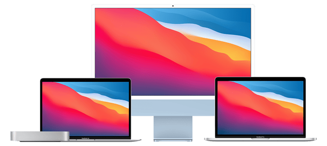 A collection of Apple devices, including a Mac Mini, MacBook Air, iMac, and MacBook Pro. A collection of Apple devices, including a Mac Mini, MacBook Air, iMac, and MacBook Pro.